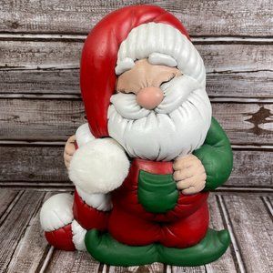 Vintage 1989 Santa Claus St. Nicholas Hand Painted Ceramic Figure 10.5" Tall
